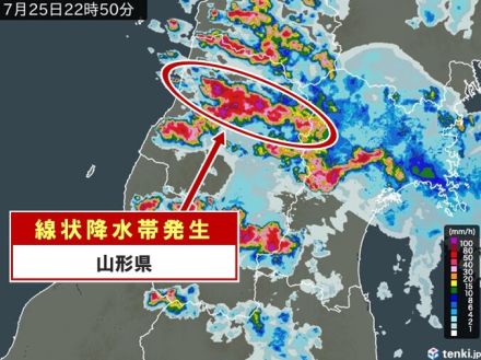 山形県　「顕著な大雨に関する情報」発表　線状降水帯による非常に激しい雨