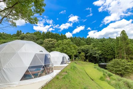 宮崎・法華嶽公園にグランピング施設。サウナ・水風呂付き客室に大型犬OKのドッグラン付きも