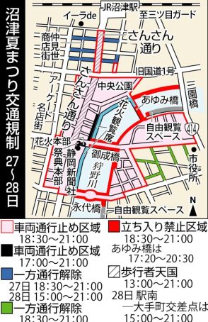 沼津・狩野川花火大会　きょうから2日間、市街地で交通規制