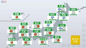 【あすの天気】北日本、激しい雨の降る所も　関東～九州、晴れる所が多い