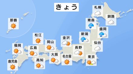 7月28日　今日の天気　東日本は関東などの山沿いで雷雨も　気温は東海や関東地方などで40度に迫る所も