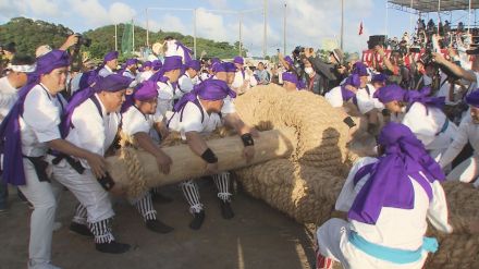 21年ぶりの開催　地域住民が編み上げた長さ100メートルの大綱を曳く　沖縄・南風原町