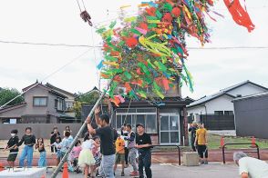 早く元気な伏木に、復興願い公園に七夕飾り　富山・高岡七夕まつり実行委、住民らから短冊１０００枚