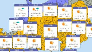 関東～東海で40度予想　秋田、山形では30日にかけ再び大雨に警戒