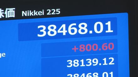 【日経平均株価】一時800円以上値上がり　ナスダック4営業日ぶりに反発した流れ受け半導体関連株を中心に買われる