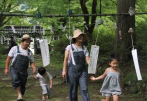 涼しげな音色「チリーン」　青モミジ茂る寺院で「風鈴まつり」　短冊にユニークな願いも／兵庫・丹波市