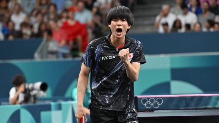 戸上隼輔、スロベニア代表選手撃破でベスト16入り＜パリ五輪卓球競技＞