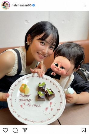 第2子妊娠のR-指定の妻・江藤菜摘　「髪の毛ばっさり切りました」0歳第1子との親子ショット披露