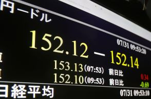 円高、一時152円台前半　日銀の追加利上げ観測強まり