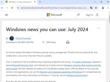 実は盛りだくさんだった2024年7月のWindows新機能・改善を振り返り ～IT管理者向けも