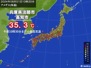 8月も強烈な日差しと猛暑でスタート　兵庫県や高知県などで既に35℃超