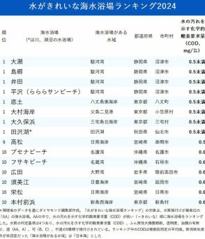 水がきれいな海水浴場ランキング2024、トップ10に東京と静岡が4カ所ランクイン！