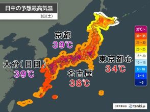 今日も猛烈な暑さ続く　京都や大分では40℃に迫る　熱中症に厳重警戒