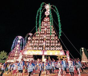 たてもん７基勇壮　魚津・諏訪神社、豊漁を願う