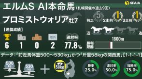 【エルムS】AIの本命は長期休養明けのプロミストウォリア　鉄砲駆け実績、好データを味方に久々の重賞制覇へ