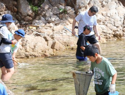 「海と森のつながり」体感　エビ捕り楽しみ森の役割学ぶ　児童「いっぱいの生き物と出合えた」