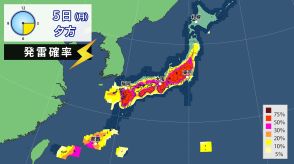 大気の状態非常に不安定　あちらこちらで雨や雷雨に　道路の冠水などに注意