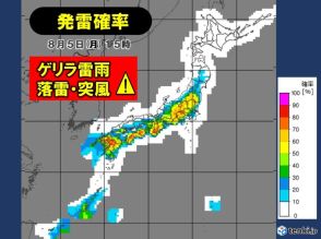 今日も午後はゲリラ雷雨に注意　局地的に滝のような雨　一気に道路冠水の恐れ