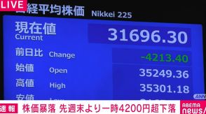 株価暴落 日経平均が一時4200円超値下がり