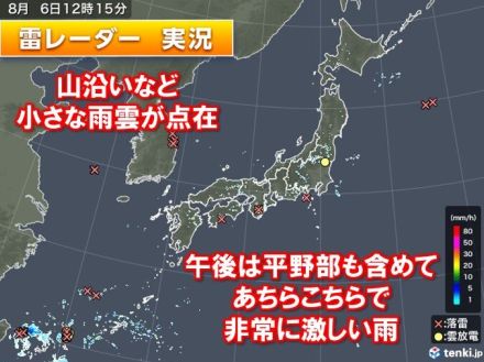 九州～関東、東北で雨雲発達中　午後は平野部もゲリラ豪雨による道路の冠水など警戒