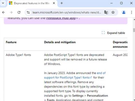 Windowsでも「Adobe PostScript Type1」フォントが非推奨に