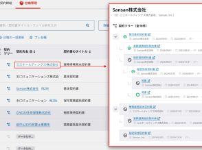 Sansan、「Contract One」に企業別契約ツリー機能--企業ごとに契約を一覧化