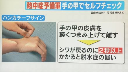 5秒でできる 熱中症「セルフチェック」 前段階の“脱水症”を見抜くことがポイント  (1)爪を押す ➁手の甲をつまむ