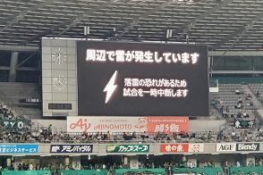 落雷の恐れで一時中断の東京V対広島戦は20時40分再開予定