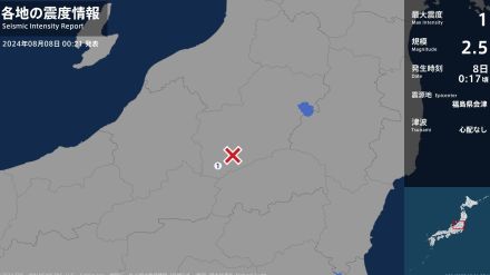 福島県で最大震度1の地震　福島県・檜枝岐村