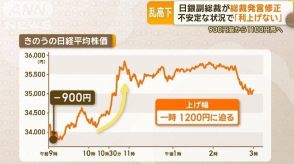 「不安定な状況で利上げない」日銀副総裁が総裁発言修正　日経平均株価一時1100円高へ