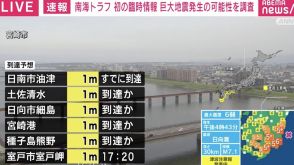 宮崎・日南市油津で20センチの津波観測 宮崎・鹿児島・高知に津波注意報 最大震度6弱