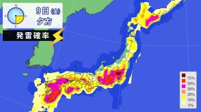 大気非常に不安定　東日本は9日（金）にかけて　局地的に雷雲発達のおそれ