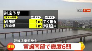 【速報】宮崎・日南市で20センチの津波観測　午後5時1分