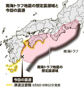 巨大地震注意の対象29都府県707市町村　宮崎震度6弱、9人けが