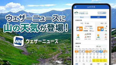 ウェザーニュース「山の天気Ch.」　登山口と山頂の気象予測