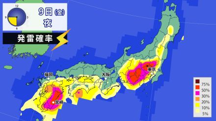 東・西日本を中心に大気非常に不安定　9日夜遅くまで落雷・突風・局地的な非常に激しい雨などに注意