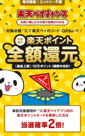 抽選で当たる「楽天ペイチャンス」　24年8月の対象店舗はエコスグループ、ユニディ、パソコン工房など