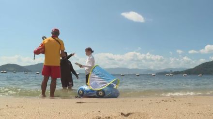 海水浴場で安全パトロール「事故なく楽しんで遊泳を」　坂町