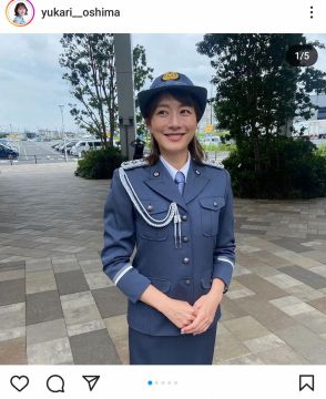 大島由香里アナ　地元平塚で一日警察署長　さすが大型二輪免許持ち！白バイにまたがり「素敵なエンジン音」