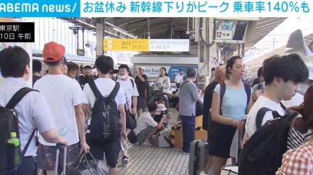 お盆休み 新幹線下りがピークに 乗車率140％も