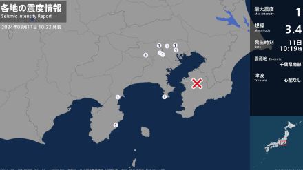 東京都、神奈川県、静岡県で最大震度1の地震　東京都・東京千代田区、東京世田谷区、東京北区、東京練馬区