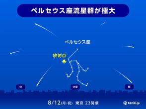 今夜　ペルセウス座流星群が極大　1時間あたり40個程度　見られる所は?