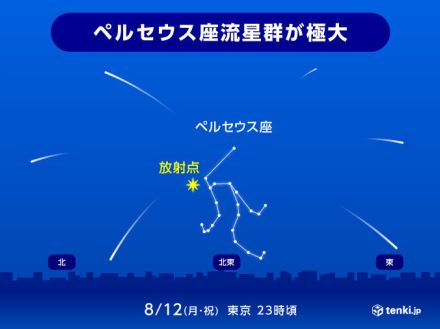 今夜　ペルセウス座流星群が極大　1時間あたり40個程度　見られる所は?