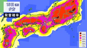 14日は関東甲信など局地的に雷を伴った非常に激しい雨のおそれ　台風接近前から大気の状態が不安定　15日は全国的に発雷確率も高く【1時間ごとの雨・風シミュレーション＆発雷確率】　