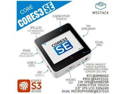 タッチスクリーン搭載IoT開発キットの廉価版「M5Stack CoreS3 SE」が入荷