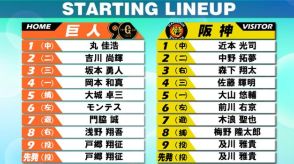 【スタメン】巨人・浅野翔吾が「8番・ライト」　内野手のモンテスが初の外野スタメン　阪神・佐藤輝明が4番復帰