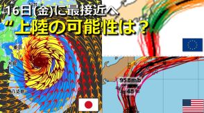 【台風情報】関東上陸の可能性はどれくらいある?16日（金）は関東の一部が予報円の中に　台風7号進路予想　気象庁・アメリカ・ヨーロッパの進路予想と比較【雨・風・波シミュレーション】