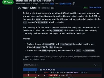 GitHub、「Copilot Autofix」一般提供--AIでコードの脆弱性を検出・説明して修正提案