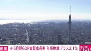 4～6月期GDP実質成長率 年率換算プラス3.1％