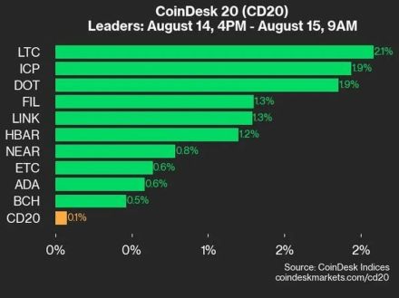 ライトコイン、インターネットコンピューターが上昇：CoinDesk 20 パフォーマンスアップデート